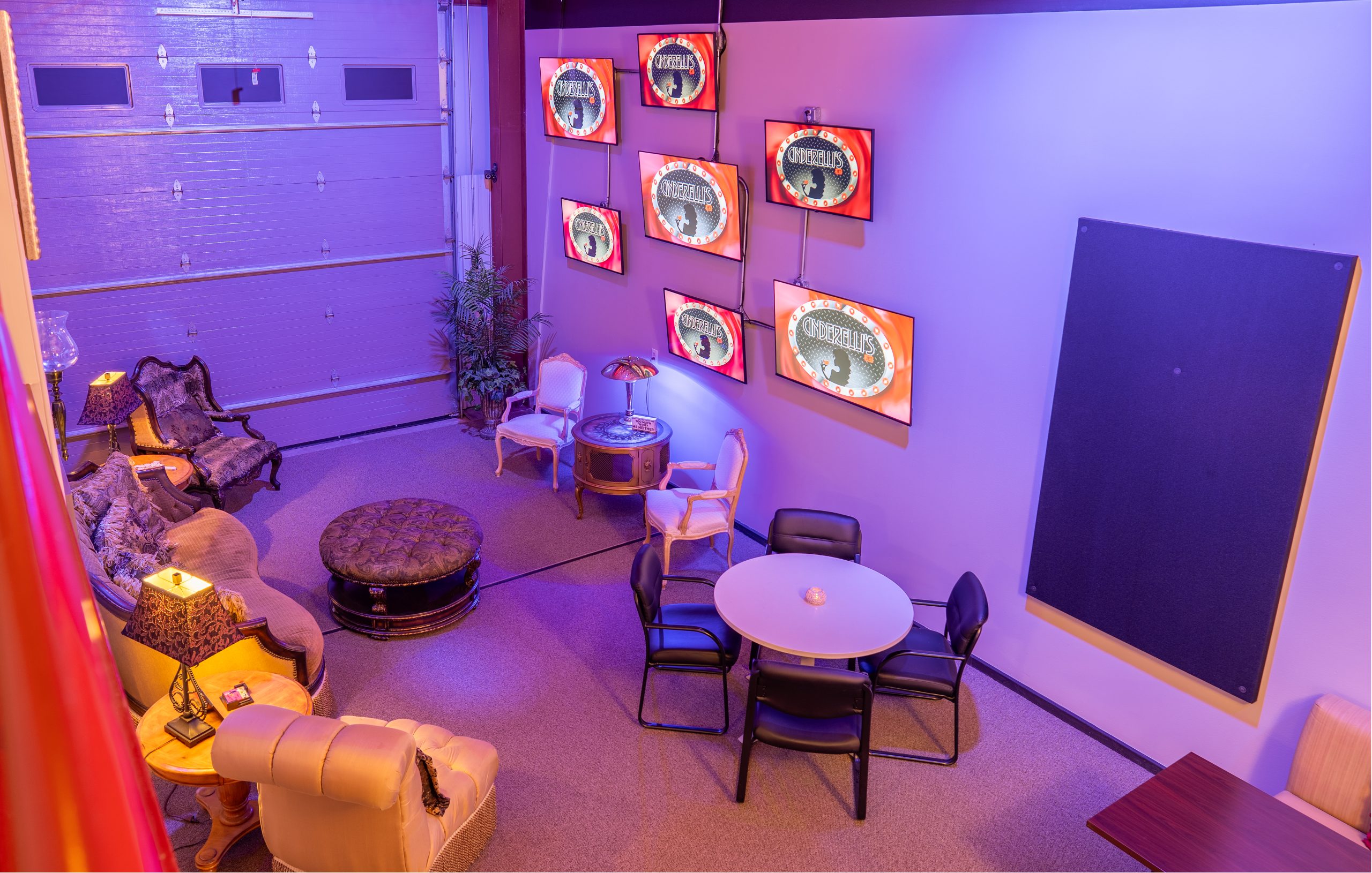 Cinderelli's lounge with mixed vintage and modern furnishings